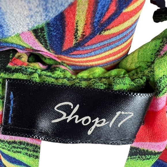 New-shop17 Two Pc Set Tropical Multi color, Ruffled Top Wide Leg Neck Tie Pants - Picture 16 of 16